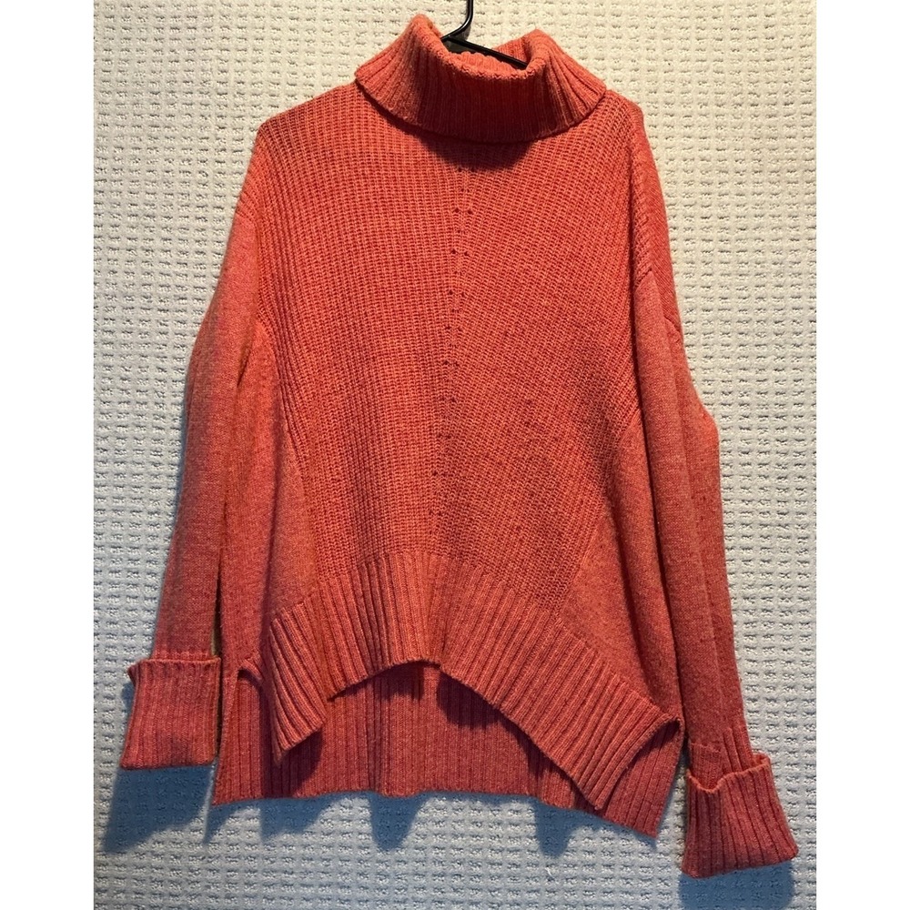 Moth Anthropologie Peach Wool Blend Turtle Neck Sweater S OVERSIZED BOHO BEACH